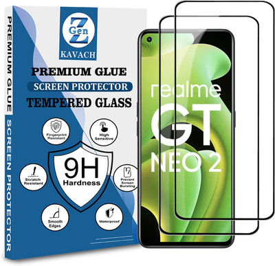 Genz Kavach Tempered Glass Guard for Realme GT Neo 2 5G, realme gt neo 2 5g, REALME GT NEO 2 5G Premium Screen Protector Guard with Easy Installation Kit(Pack of 2)