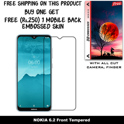 ARBAN Tempered Glass Guard for NOKIA 6.2 (Free 1 Mobile Back Embossed Skin With Cut FS010)(Pack of 1)