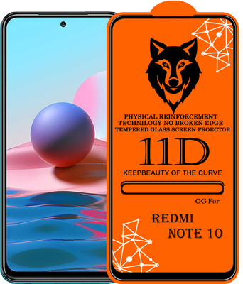 SUNSHINE Tempered Glass Guard for 11D Tempered Glass Screen Protector for Redmi Note-10|With Easy Installation Kit Full Adhesive Glass(Pack of 1)