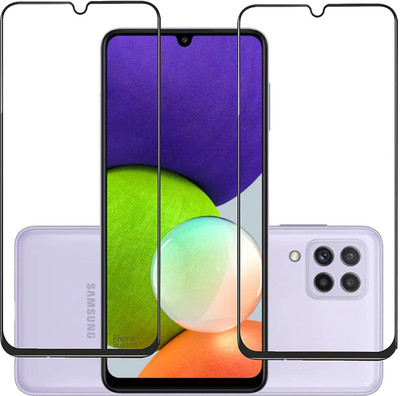 NIMMIKA ENTERPRISES Edge To Edge Tempered Glass for Samsung Galaxy A22 4G/M32 4G/F22 4G(Comprehensive protection | High-quality material | Multi-layered coating | Clear and smooth surface)(Pack of 2)