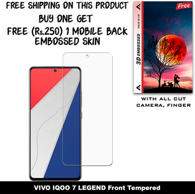 SOMTONE Tempered Glass Guard for VIVO IQOO 7 LEGEND (Free 1 Mobile Back Embossed Skin With Cut FS010)(Pack of 1)