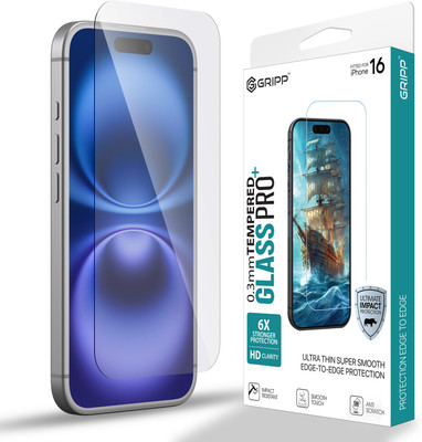 Gripp Tempered Glass Guard for Apple iPhone 16 (6.1 inch)(Pack of 1)