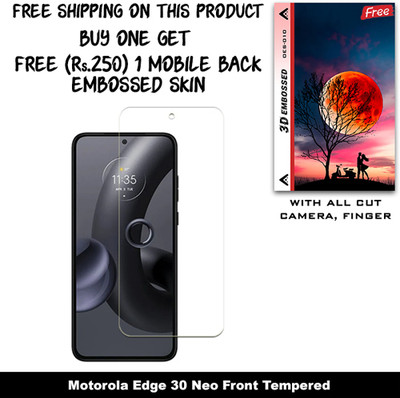ARBAN Tempered Glass Guard for Motorola Edge 30 Neo (Free 1 Mobile Back Embossed Skin With Cut FS010)(Pack of 1)