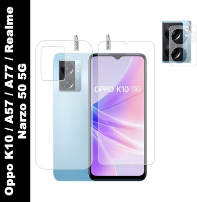 KANCHA Front and Back Tempered Glass for OPPO K10 5G, Oppo A57, OPPO A77, REALMAE NARZO 50 5G(Pack of 3)