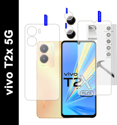 DESIBUZZ Front and Back Tempered Glass for vivo T2x 5G, {Flexible}, Camera Lens(Pack of 3)