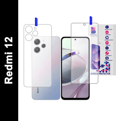 DESIBUZZ Front and Back Tempered Glass for REDMI 12(Pack of 2)