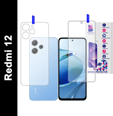 DESIBUZZ Front and Back Tempered Glass for Redmi 12(Pack of 2)