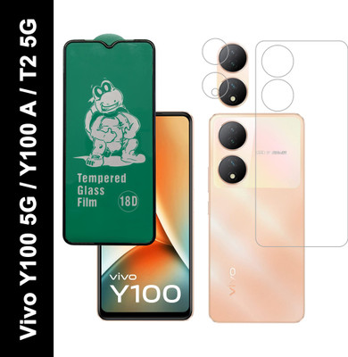 Vatsin Front and Back Tempered Glass for ViVO Y100 5G, ViVO Y100 5G [With Rear Camera Lens Guard], ViVO Y100A/ViVO T2 5G(Pack of 3)