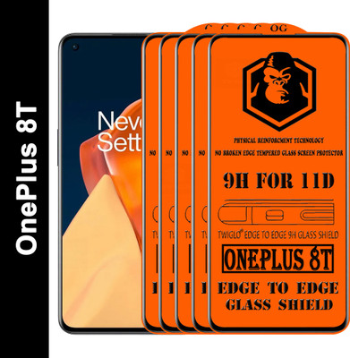 TWIGLO Edge To Edge Tempered Glass for ONEPLUS 8T(Pack of 5)