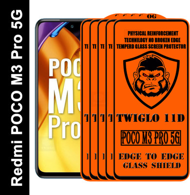 TWIGLO Edge To Edge Tempered Glass for REDMI POCO M3 PRO 5G(Pack of 5)