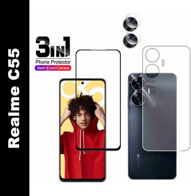 S9HUB Front and Back Tempered Glass for Realme C55(Pack of 2)