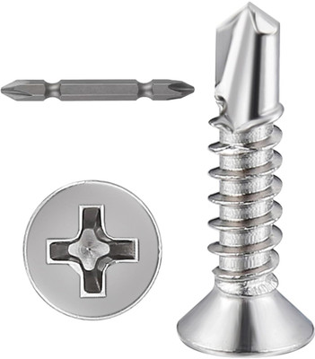 DECENT AIR SYSTEM Carbon Steel Flat Head Self-drilling Screw(3.5 mm Pack of 200)