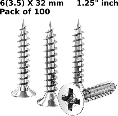 WALLPECKER Steel Flat Head Drywall Screw(32 mm Pack of 100)
