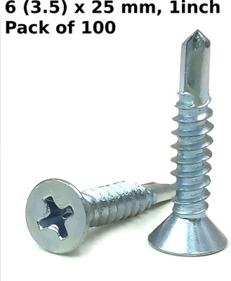 WALLPECKER Steel Flat Head Self-drilling Screw(25 mm Pack of 100)