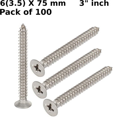 WALLPECKER Steel Flat Head Drywall Screw(75 mm Pack of 100)