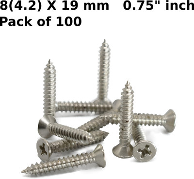 WALLPECKER Steel Flat Head Drywall Screw(19 mm Pack of 100)