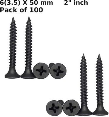 WALLPECKER Carbon Steel Flat Head Drywall Screw(50 mm Pack of 100)