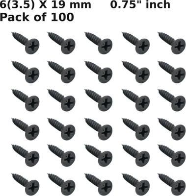 WALLPECKER Carbon Steel Flat Head Drywall Screw(19 mm Pack of 100)