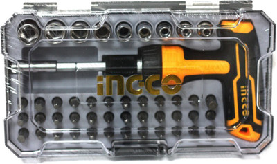 INGCO 47PCS SCREW DRIVER BITS & SOCKET SET WITH T HANDLE WRENCH (HKSDB0478) 47PCS SCREW DRIVER BITS & SOCKET SET WITH T HANDLE WRENCH (HKSDB0478) Screwdriver Bit Set(Pack of 1)