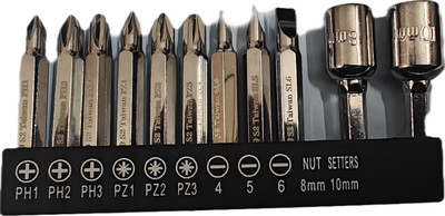 h9 11-Pcs Screwdriver Bit Set with Nut Setter PH1, PH2, PH3, PZ1, PZ2, PZ3 H9 11-Pieces Screwdriver Bit Set with Nut Setter Screwdriver Bit Set(Pack of 11)