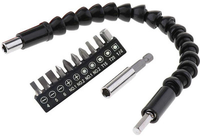 Inditrust 12pcs Screwdriver flexible shaft drill bit set extension size-1/4inch Screwdriver Bit Set(Pack of 1)