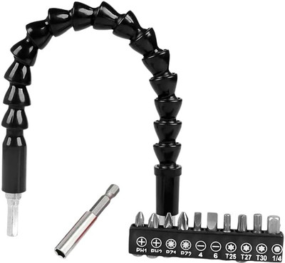ZIODIC Flexible Drill Bit Extension Bendable Soft Shaft with 12Pcs Screwdriver Bit Set 1Pc Magnetic Drill Extension Bar for Home Furniture Screwdriver Bit Set