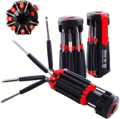 BEAUTYKINGDOM 8in1 Screwdriver Set with 6 LED Lights Combination Screwdriver Set(Pack of 8)