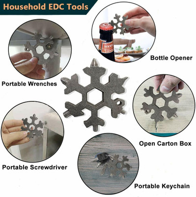 NH WORLD 18-In-1 Snowflake Multi Tool, Stainless Steel Keychain crewdriver Kit/Wrench Camping & Hiking Multi Tool Kit