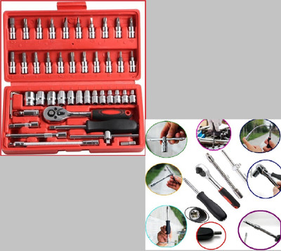 J S K CREATIVE 46 in 1 Pcs Tool Kit & Screwdriver Multi Purpose Combination Tool Socket Set-15 Long Handle Screwdriver Set(Pack of 1)