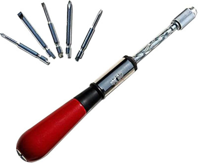 AKM Semi Automatic Screwdriver Wood Handle Ratchet with Replaceable Bit 6Pcs. Ratchet Screwdriver(Pack of 1)