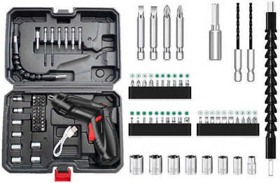 Xydrozen 47 Pieces Rechargeable Battery Screw Driver/Drill Bits-ka Combination Screwdriver Set(Pack of 1)