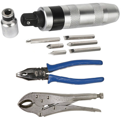 Digital Craft Impact Screwdriver, 8″ Combo & 10″ Lock Plier – 7‑Pc Heavy-Duty Set Impact Screwdriver Set(Pack of 1)