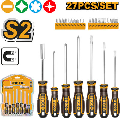 INGCO 27 Pcs Screwdriver set Long Handle Screwdriver Set(Pack of 1)