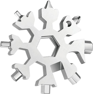 Fulkiza 18 in 1 Stainless Steel Snowflake Multi Tool Keychain Use Any Time Combination Screwdriver Set(Pack of 1)