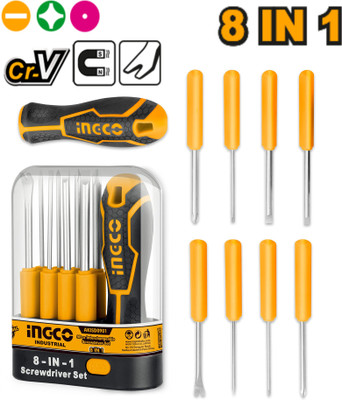 INGCO 9 Pcs Interchangeable Screwdriver Set Combination Screwdriver Set(Pack of 9)