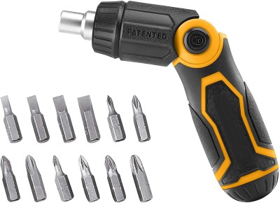 GSK Cut 13in1 Folding Ratchet Screwdriver Multibit with 12 Bits Phillips Slotted Pozi Combination Screwdriver Set(Pack of 12)