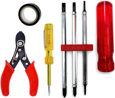 EPITECH MART 6 in 1 Multibit Double Sided Screwdriver, Mini Wire Cutter, Line Tester, Tape Combination Screwdriver Set(Pack of 6)