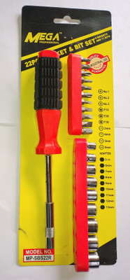 MEGA Socket and Bit Set 22pcs Ratchet Screwdriver Set(Pack of 1)