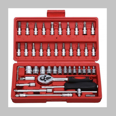 ANADIEXPORT 46 in 1 Pcs Tool Kit & Screwdriver and Socket Set Multi Purpose Tool Case-003 Long Handle Screwdriver Set(Pack of 1)