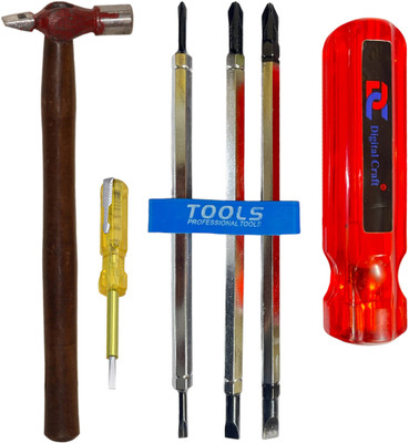 Digital Craft 6-in-1 Screwdriver with Line Tester & 200g Hammer – Handy Repair Tools Combination Screwdriver Set(Pack of 1)