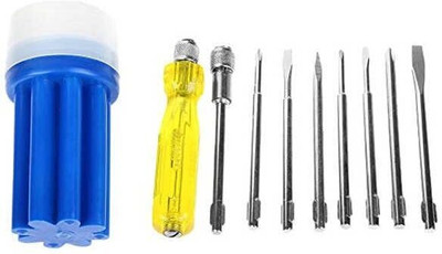 Implemental Screw Driver Kit with Neon Bulb 8pcs, 2 in 1 Screw Driver, 2 in 1 Stubby Combination Screwdriver Set(Pack of 1)