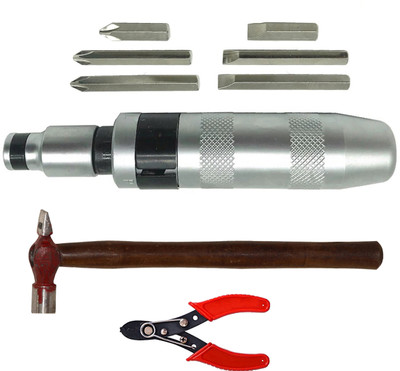 Digital Craft Impact Screwdriver, 200g Hammer & Wire Stripper – 7‑Piece Tool Kit Impact Screwdriver Set(Pack of 1)
