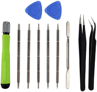 vadda bai 5 Magnetic Bit, 2 ESD Tweezers and 2 Openers tool kit for PC, Mobile Repairing Combination Screwdriver Set(Pack of 12)