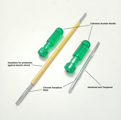 TOM 2-in-1, Chrome Vanadium Hardened Steel (250mm + 100mm) Venus Standard Screwdriver Set(Pack of 2)