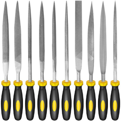 Verilux Metal Files Set of 10 Hardened Steel Includes Flat Square Triangle Round Shapes Hand Tool Kit(10 Tools)