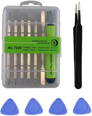 wroughton 12 in 1 Screwdriver Mobile, Laptop and Gadgets Repairing Tools Set With 4 Mobile Opener for Dissembling Gadgets and 1 ESD Non Magnetic Tweezers- Flat Precision Screwdriver Set(Pack of 12)