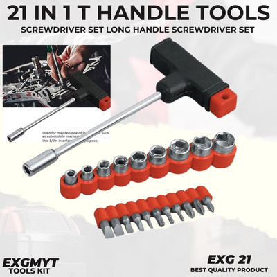 EXGMYT 21 Pieces Tool Kit Long Handle Screwdriver Set(Pack of 1)