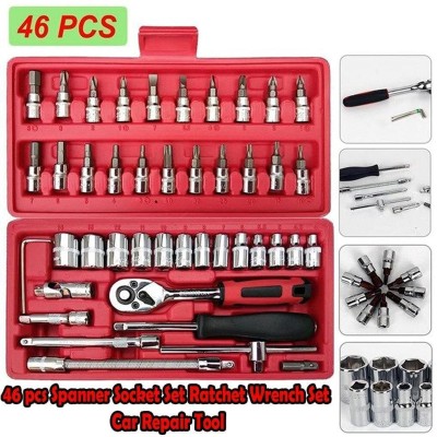 BBD Kitchen Shop High Quality 46pcs 1/4-Inch Socket Set Tool Ratchet Tools Kit Socket Set(Pack of 1)