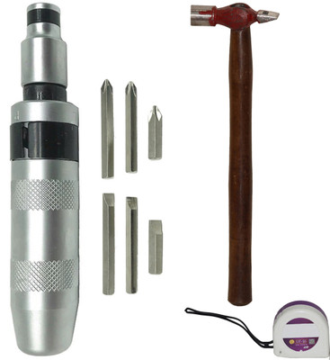 Digital Craft Impact Screwdriver, 200g Hammer & 3M Tape – 7‑Piece Handy Tool Kit Impact Screwdriver Set(Pack of 1)