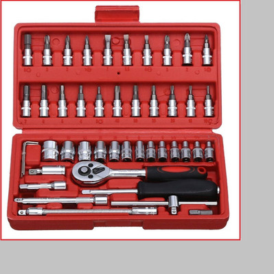 J S K CREATIVE 46 in 1 Pcs Tool Kit & Screwdriver Multi Purpose Combination Tool Socket Set-11 Long Handle Screwdriver Set(Pack of 1)